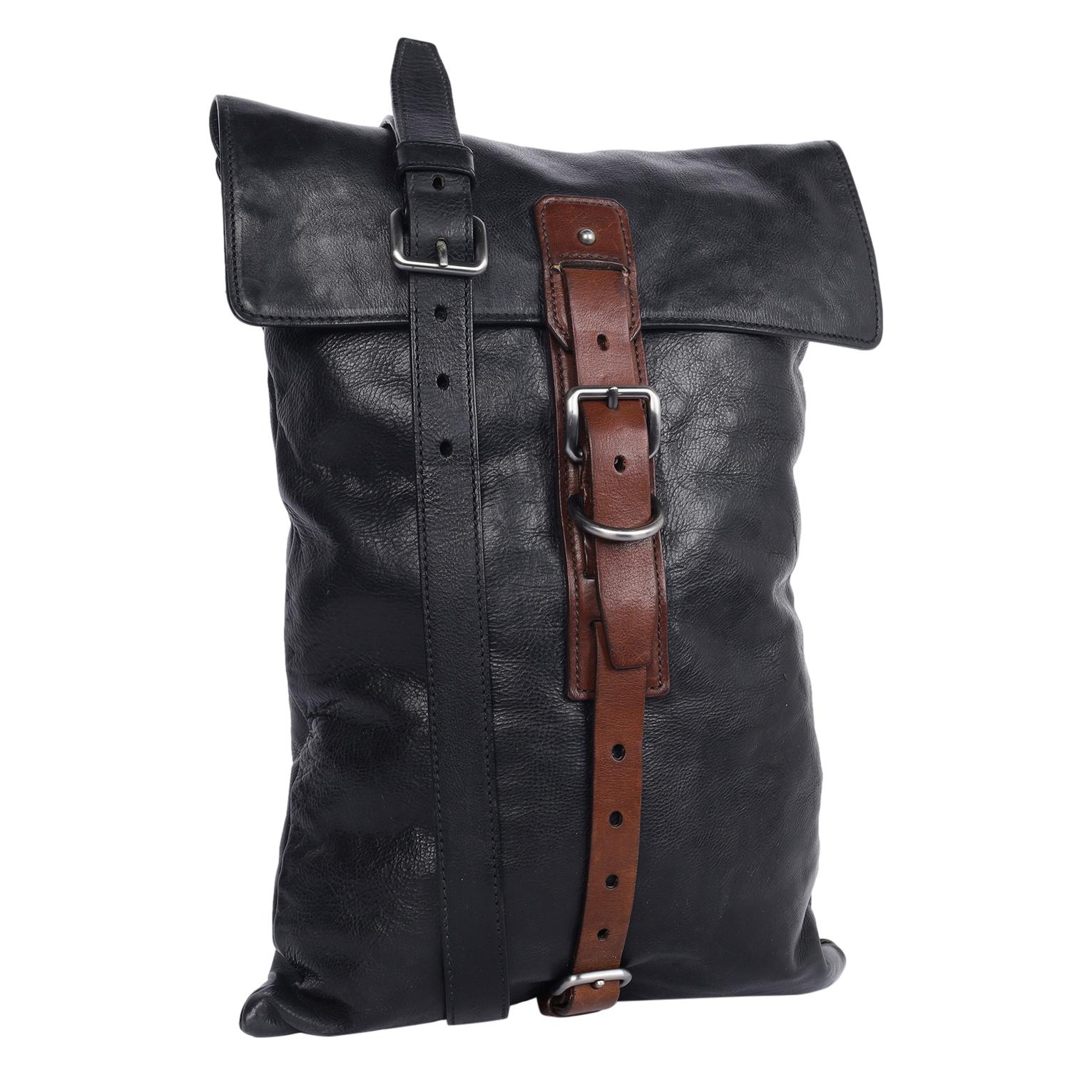 Women's or Men's Prada Black Leather Flat Buckle Crossbody Bag For Sale