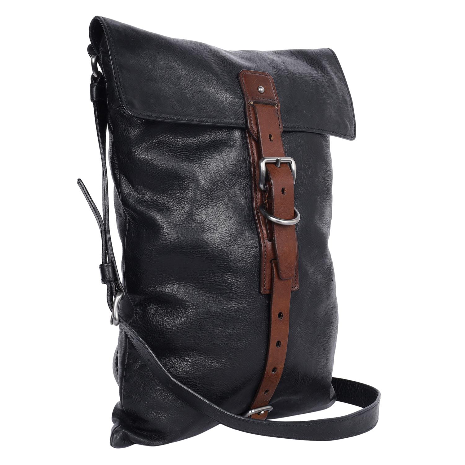 Prada Black Leather Flat Buckle Crossbody Bag For Sale 1
