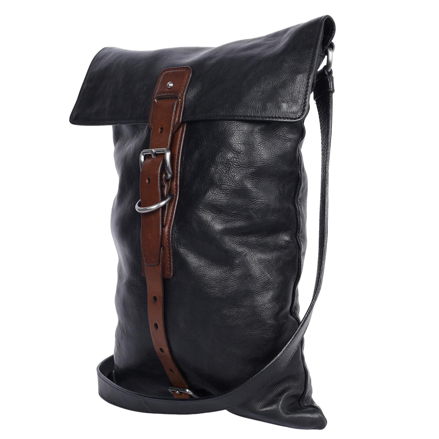 Prada Black Leather Flat Buckle Crossbody Bag For Sale 2