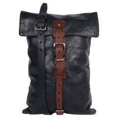 Used Prada Black Leather Flat Buckle Crossbody Bag