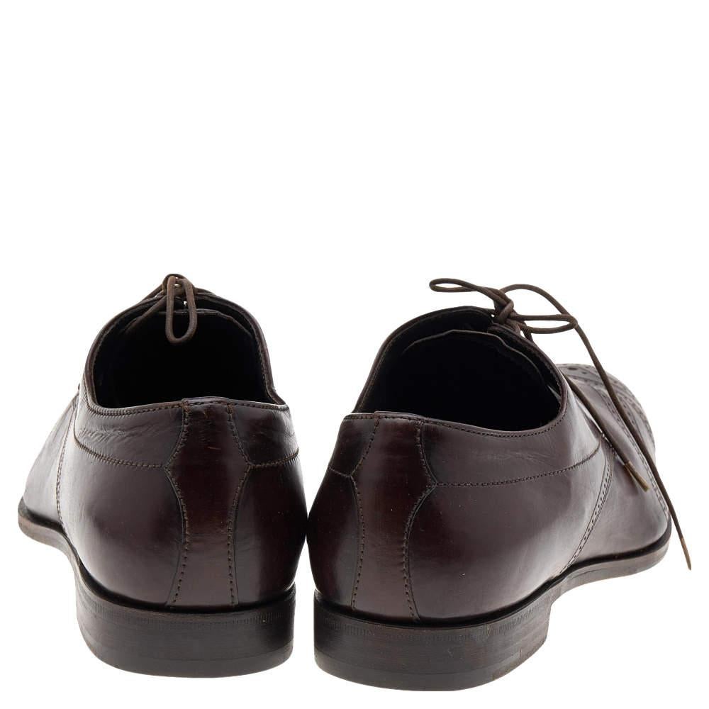 Prada Dark Brown Leather Lace Up Loafers Size 41.5 For Sale 1