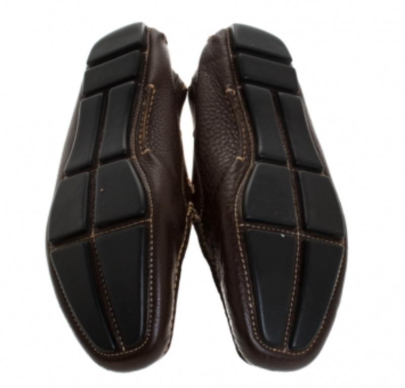 Prada Mocasines de cuero marrón oscuro Talla 39 Negro en venta