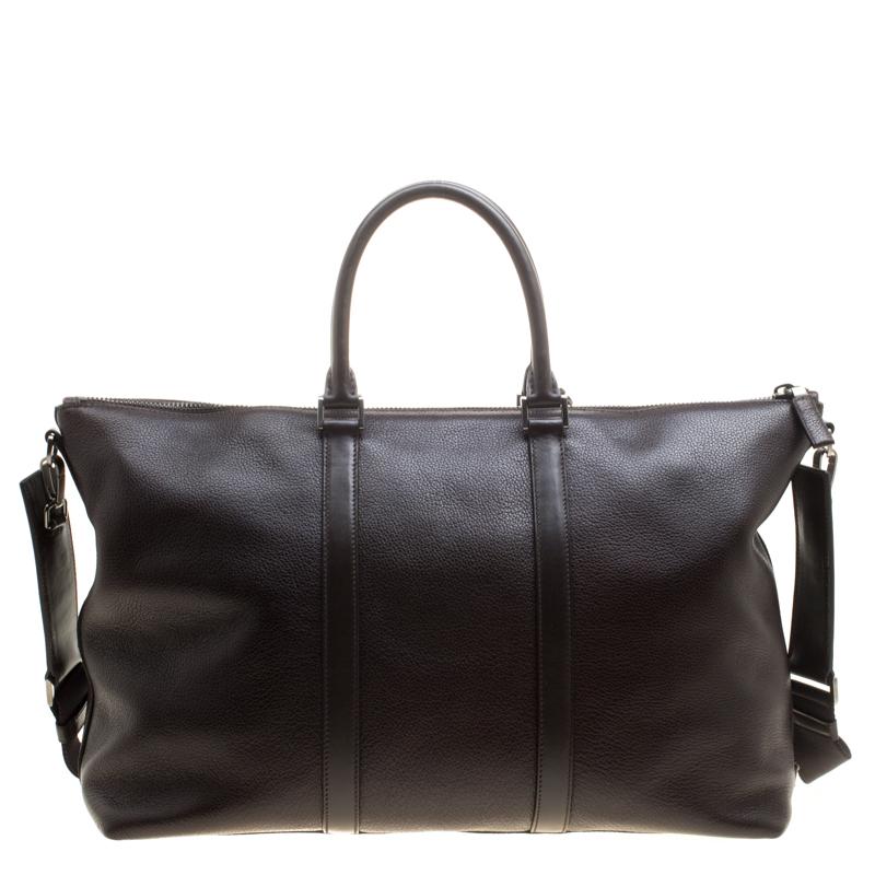 Prada Dark Brown Leather Luggage Weekender Bag For Sale at 1stDibs ...