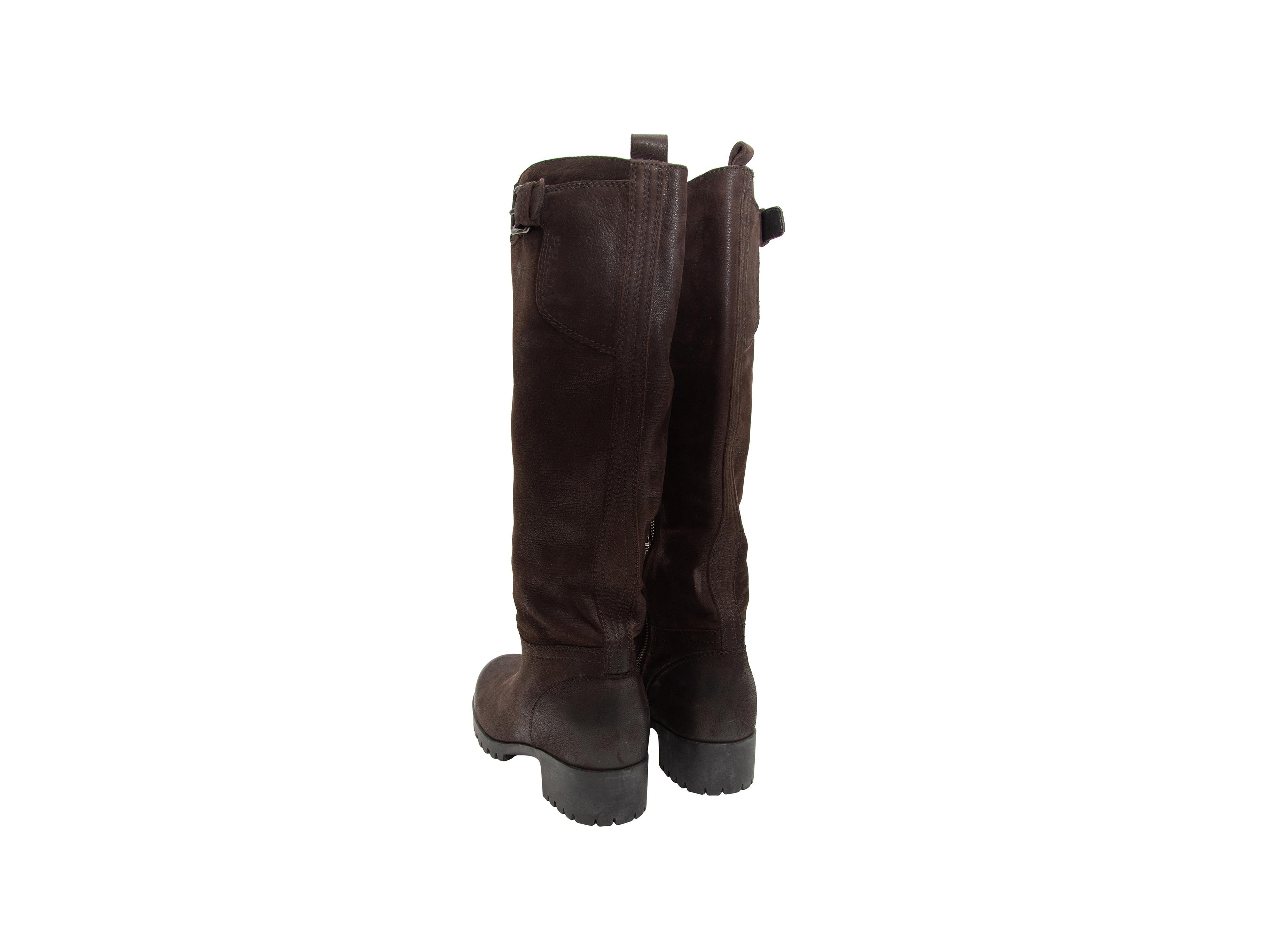 Women's Prada Dark Brown Leather Riding Boots