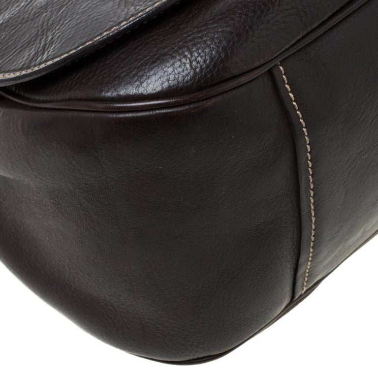 Prada Dark Brown Leather Shoulder Bag For Sale at 1stDibs