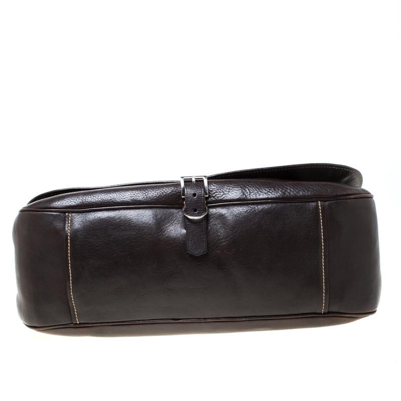 Prada Dark Brown Leather Shoulder Bag In Good Condition In Dubai, Al Qouz 2