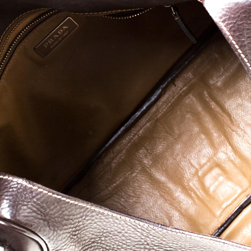 Prada Dark Brown Leather Shoulder Bag 1