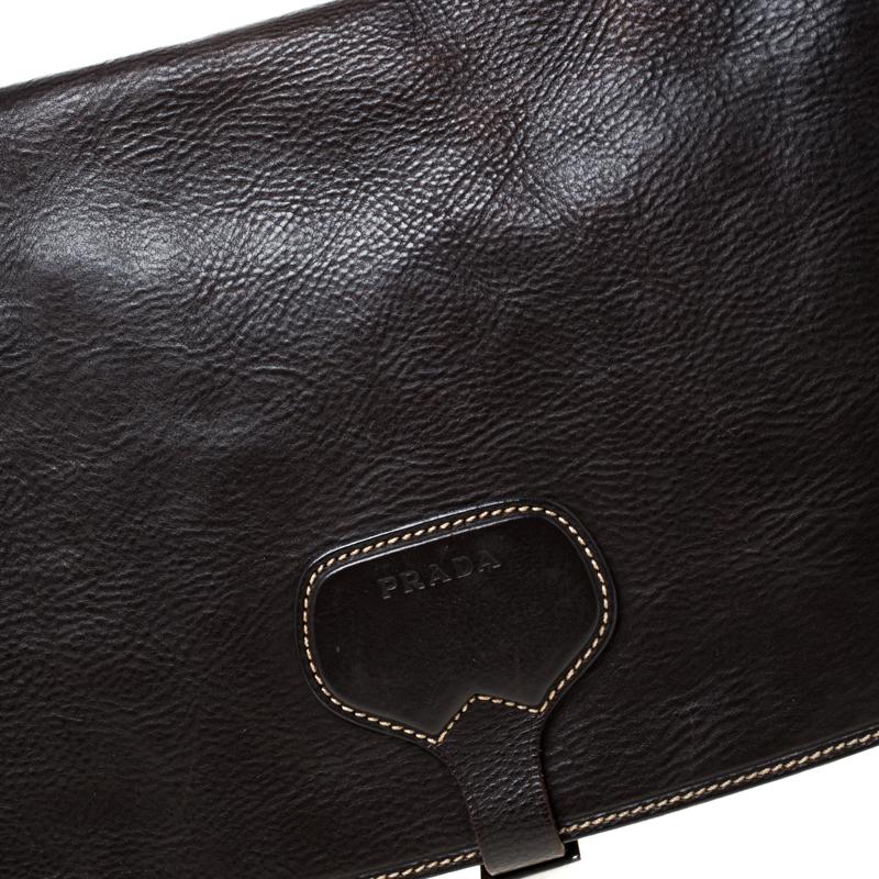 Prada Dark Brown Leather Shoulder Bag 2