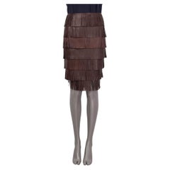PRADA Gonna a ruota in pelle marrone scuro 40 S