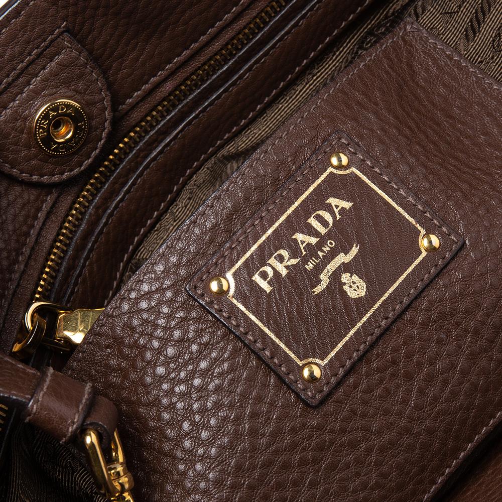 Prada Dark Brown Leather Tote 3