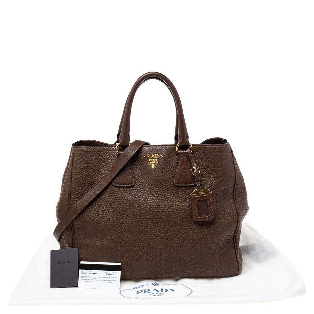 Prada Dark Brown Leather Tote 4