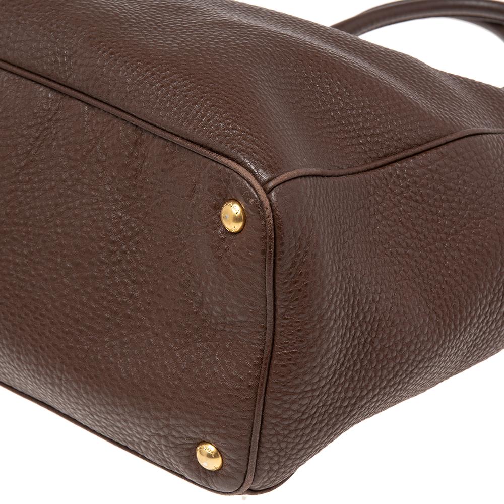 Prada Dark Brown Leather Tote 1