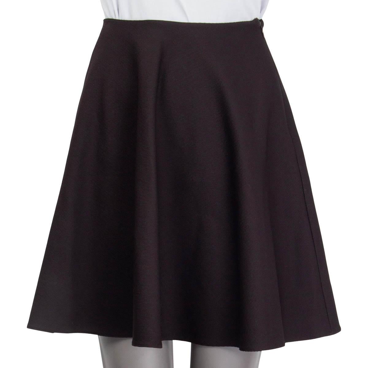 Black PRADA dark brown nylon FLARED SHORT Skirt 36 XXS For Sale