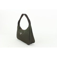 Prada Dark Brown Nylon Tessuto Mini Hobo Bag 914pr55