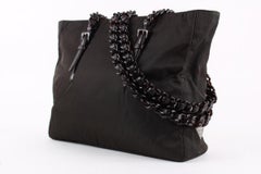 Prada Dark Brown Nylon Tesutto Chain Tote bag 17pr1221