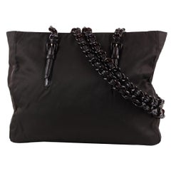 Vintage Prada Dark Brown Nylon Tesutto Chain Tote bag 17pr1221