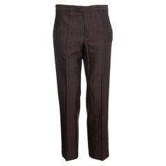 Prada, Pantaloni in lana a righe marrone scuro