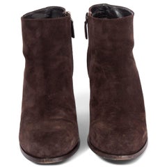 PRADA daim marron foncé BLOCK HEEL Ankle Boots Shoes 39.5