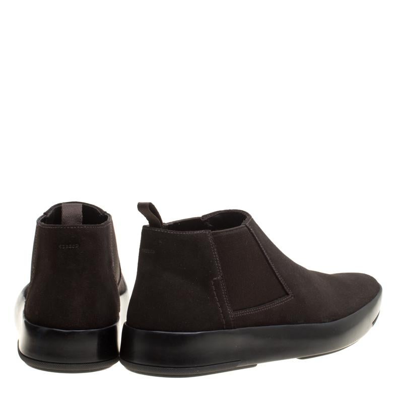 Black Prada Dark Brown Suede Chelsea Boots Size 40.5
