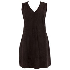 PRADA dark brown suede leather Sleeveless MINI Dress 40