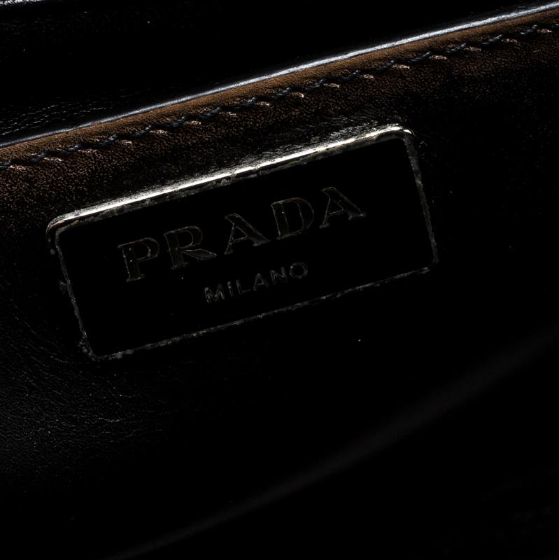 Prada Dark Brown Vintage Leather Eyelet Crystal Embellished Top Handle Bag 1