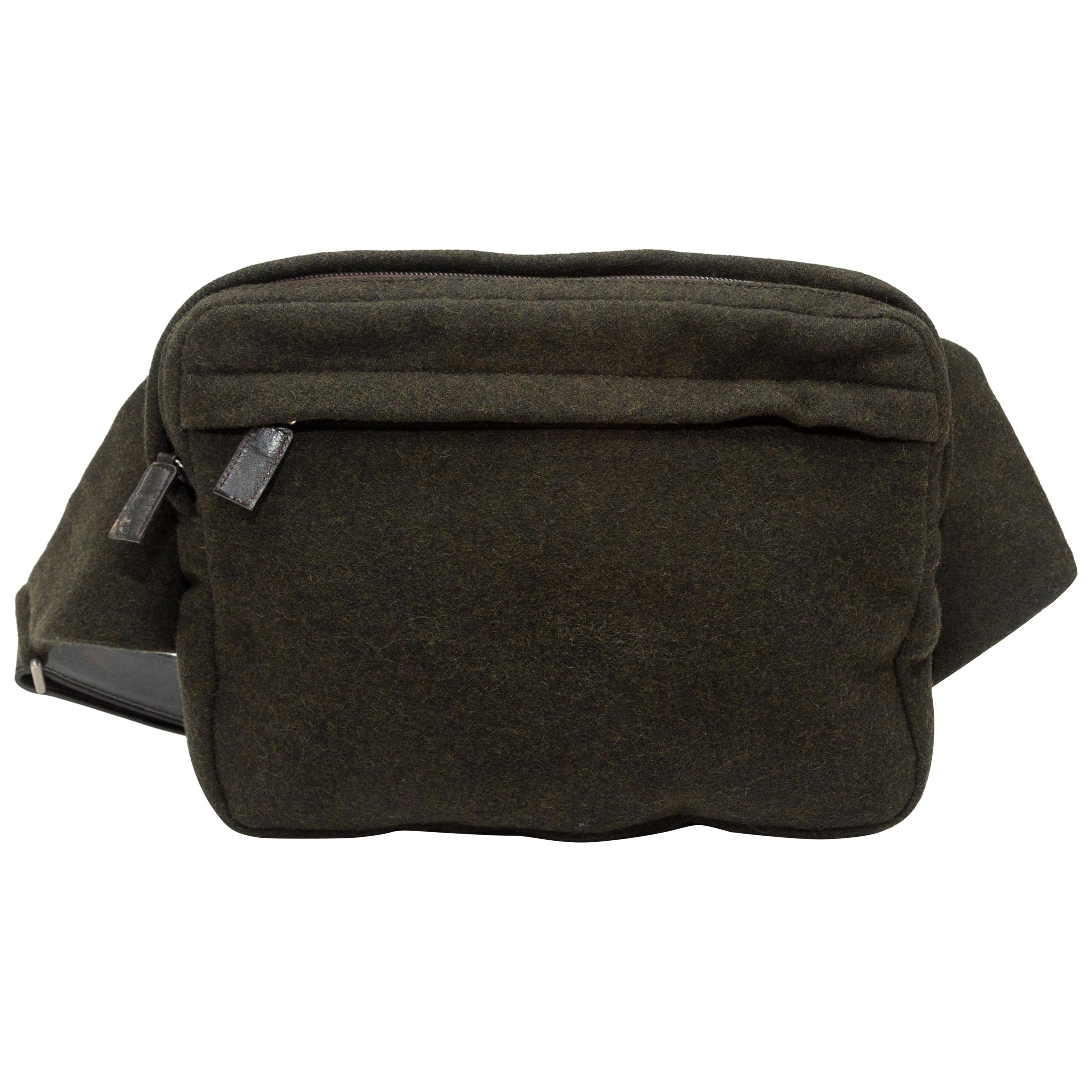 Prada Dark Brown Wool Belt Bag