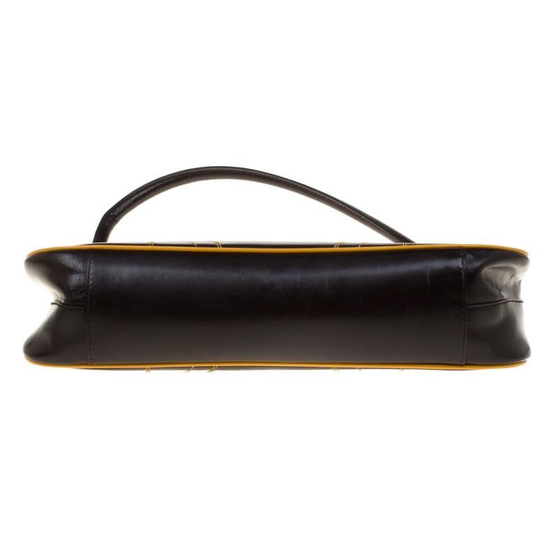 Women's Prada Dark Brown/Yellow Leather Shoulder Bag