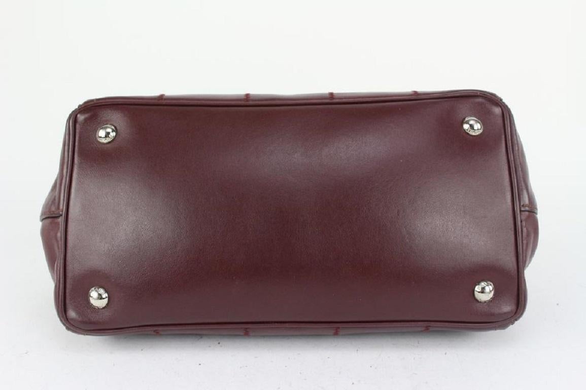 Women's Prada Dark Burgundy Bordeaux Leather Canapa 2way Tote Bag 143pr729 For Sale