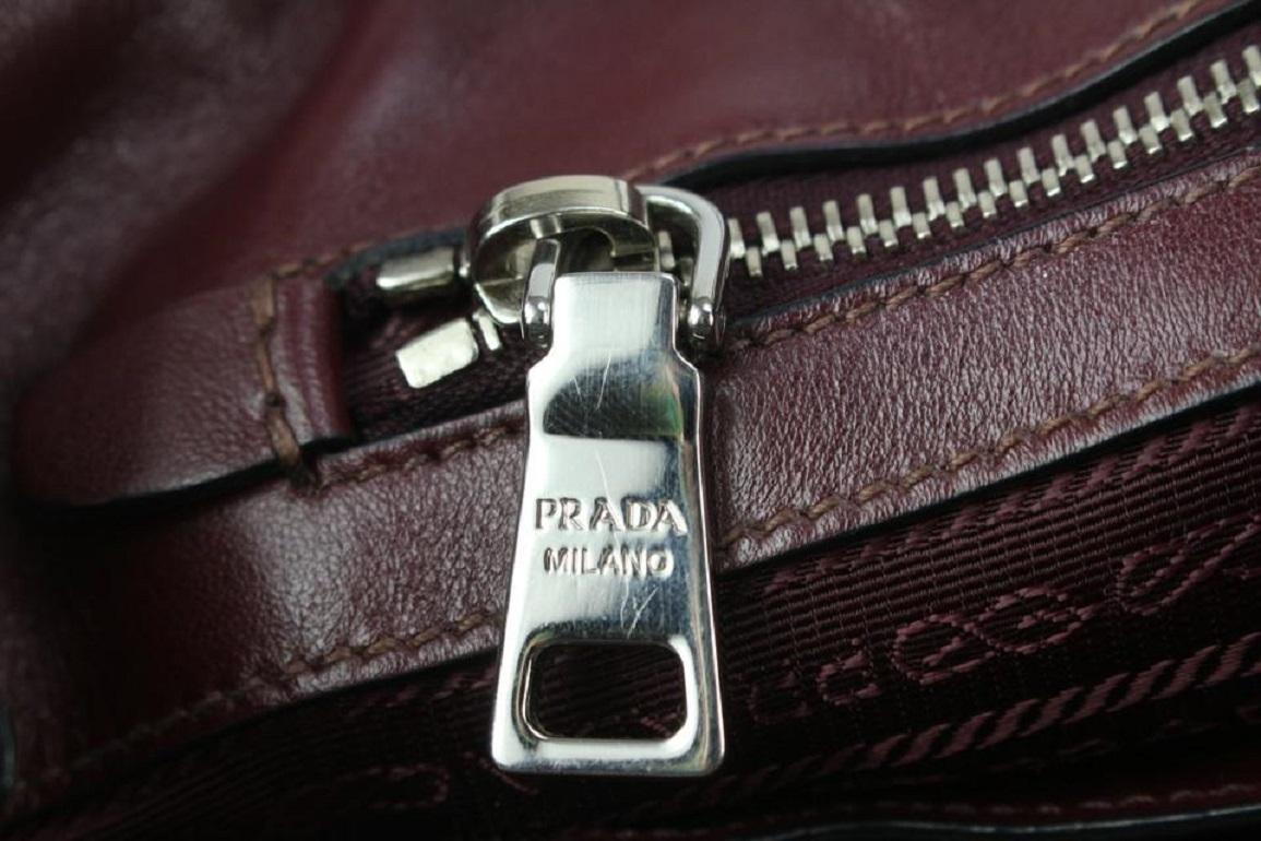 Prada Dark Burgundy Bordeaux Leather Canapa 2way Tote Bag 143pr729 For Sale 1