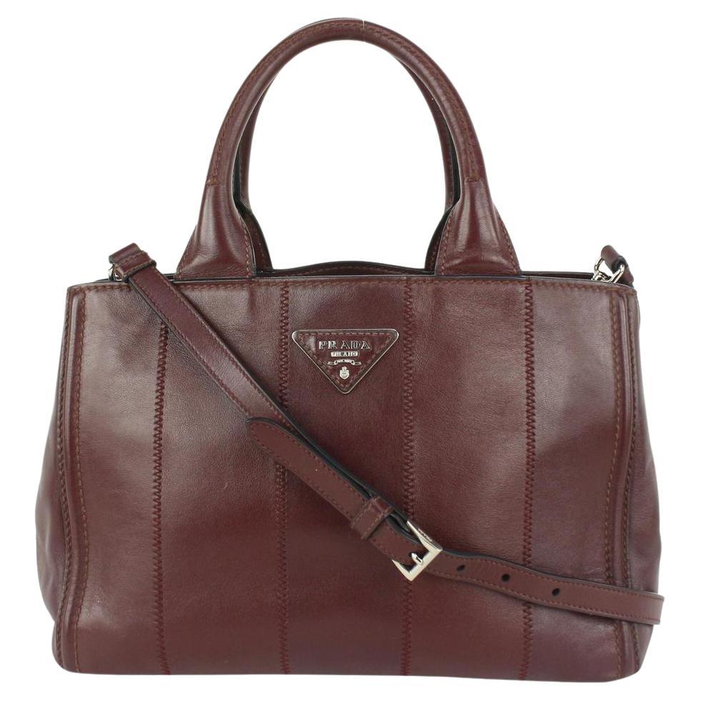 Prada Burgundy Bordeaux Leather Canapa 2way Tote Bag 143pr729 For Sale 1stDibs