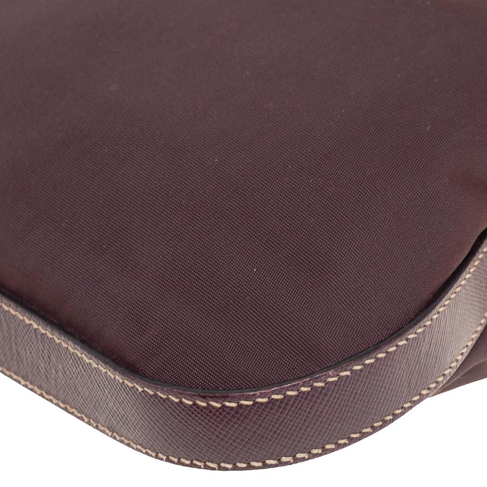 Prada Dark Burgundy Nylon and Leather Zip Messenger Bag 5