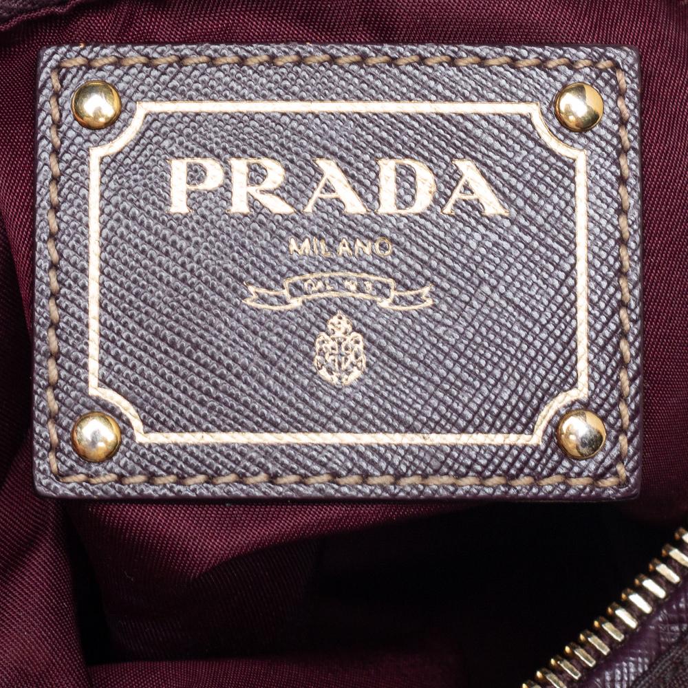 Prada Dark Burgundy Nylon and Leather Zip Messenger Bag 2