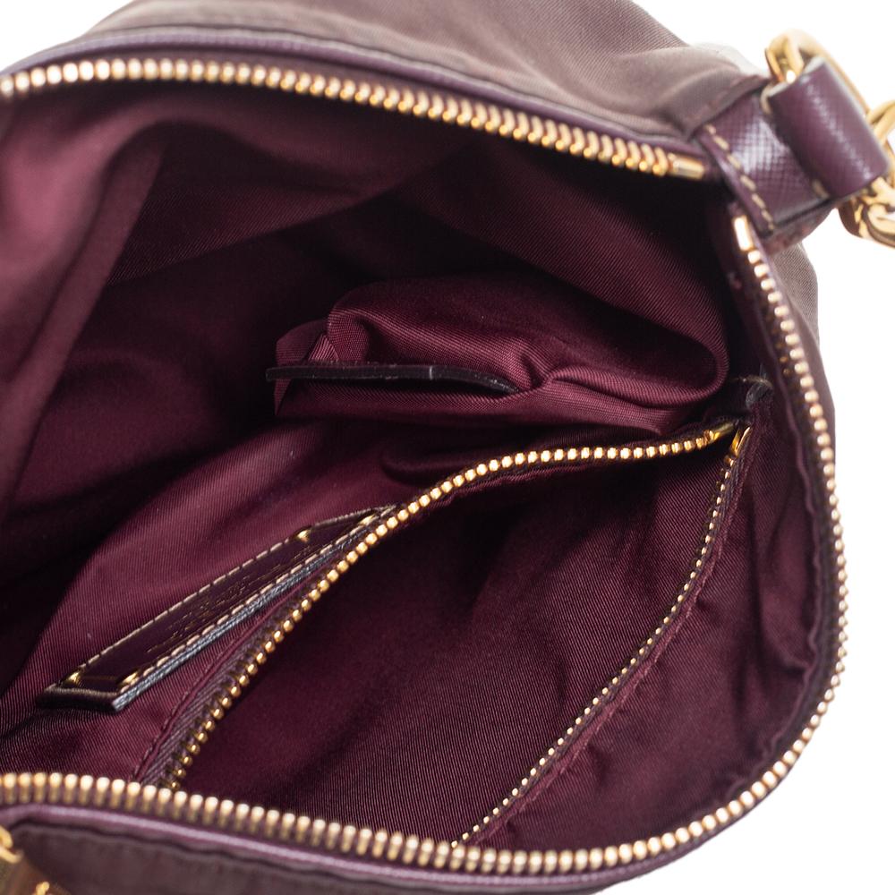 Prada Dark Burgundy Nylon and Leather Zip Messenger Bag 3