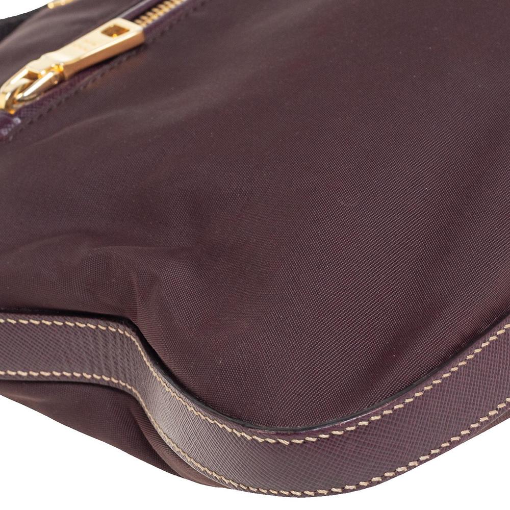 Prada Dark Burgundy Nylon and Leather Zip Messenger Bag 4