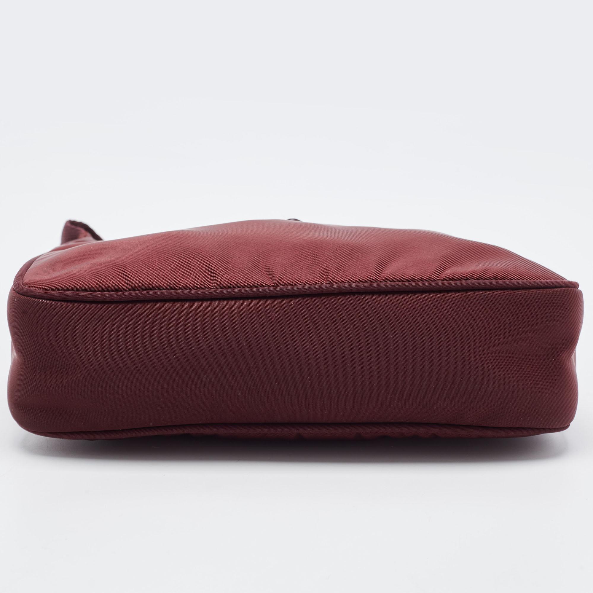 Prada Dark Burgundy Nylon Re-Edition 2000 Baguette Bag 1