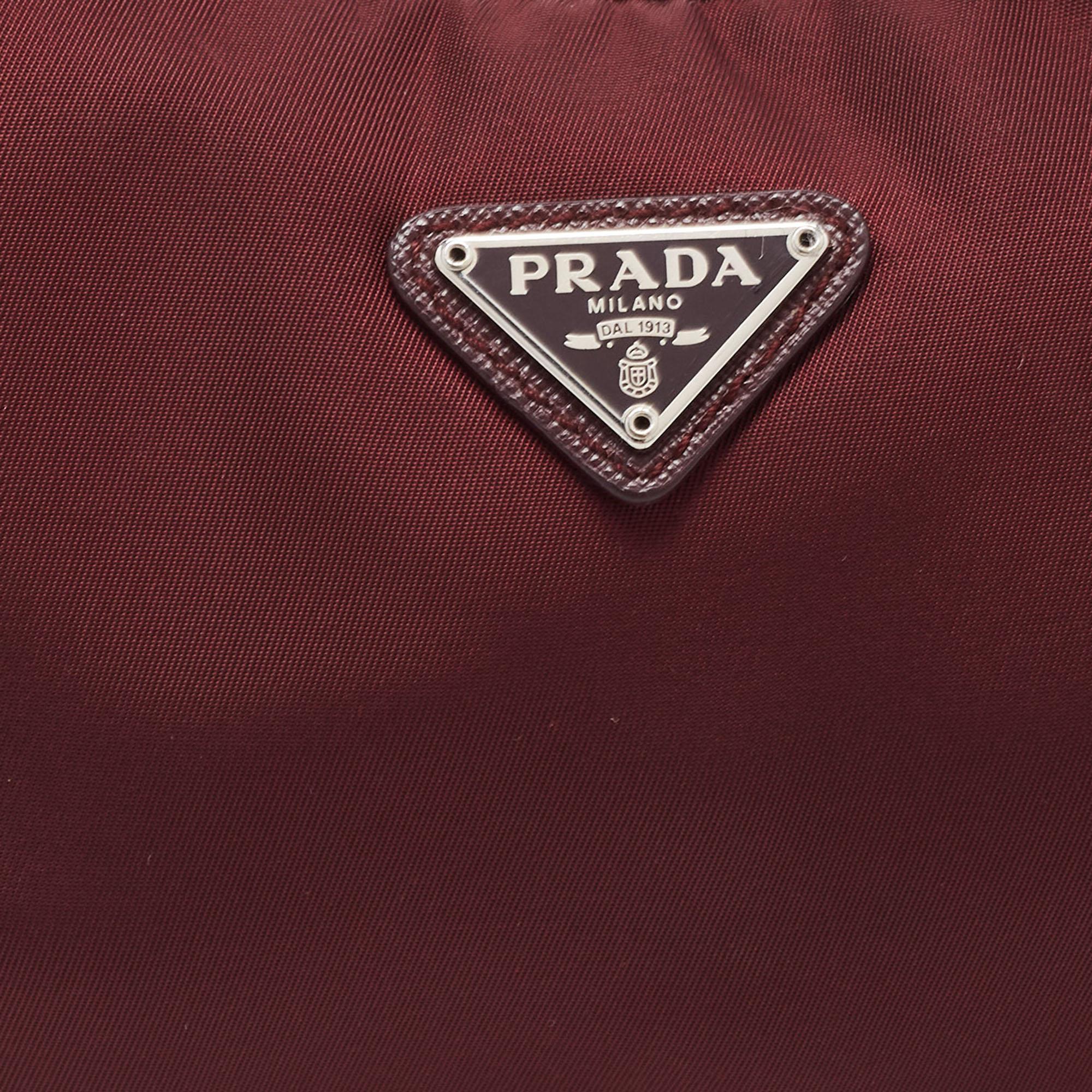 Prada Dark Burgundy Nylon Re-Edition 2000 Baguette Bag 3