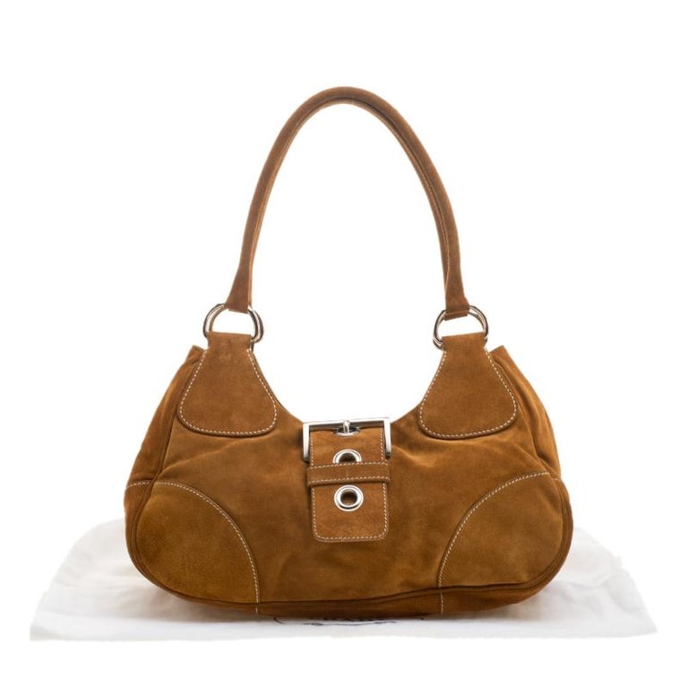 brown suede prada bag