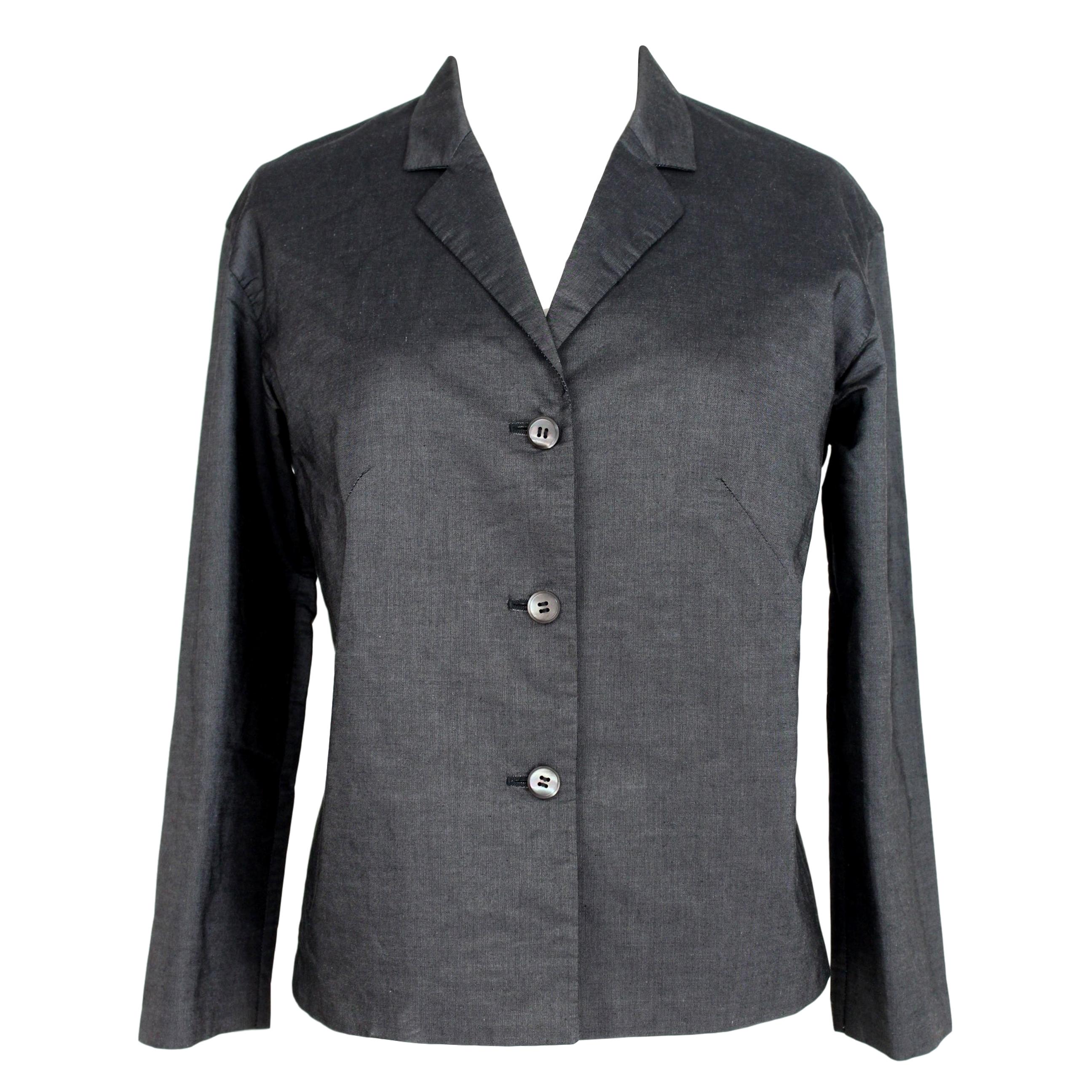 Prada Dark Gray Cotton Short Evening Soft Jacket 