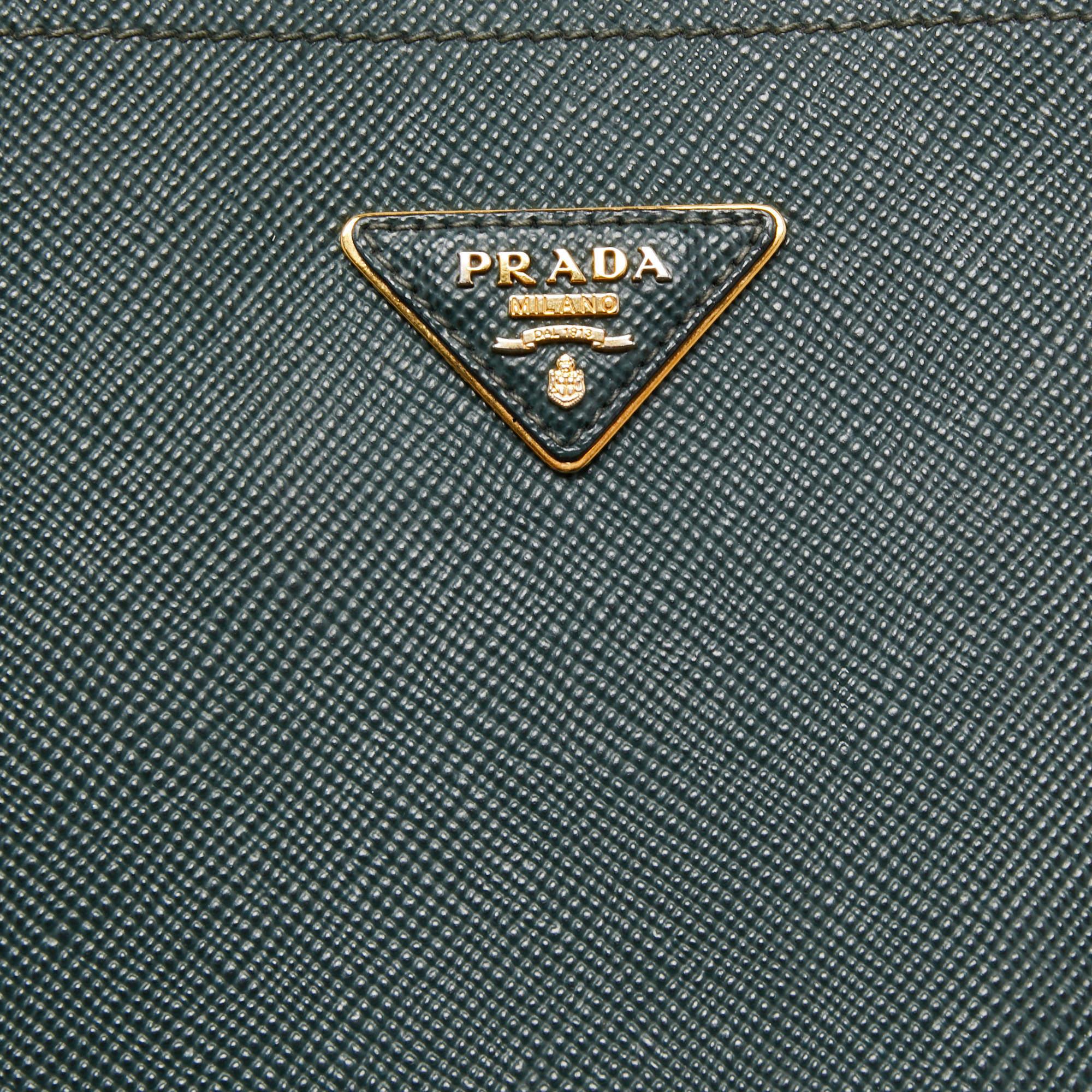 Prada Dark Green Saffiano Leather Small Panier Bag 6
