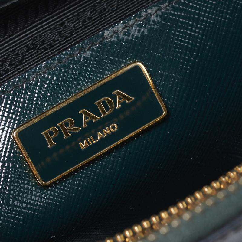 Prada Dark Green Saffiano Lux Patent Leather Medium Promenade Tote 7