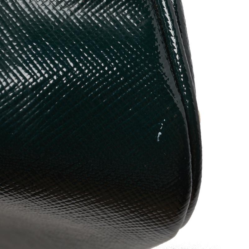 Prada Dark Green Saffiano Lux Patent Leather Medium Promenade Tote 1