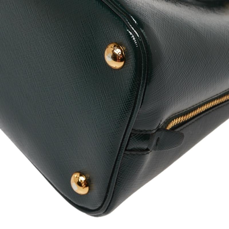 Prada Dark Green Saffiano Lux Patent Leather Medium Promenade Tote 4