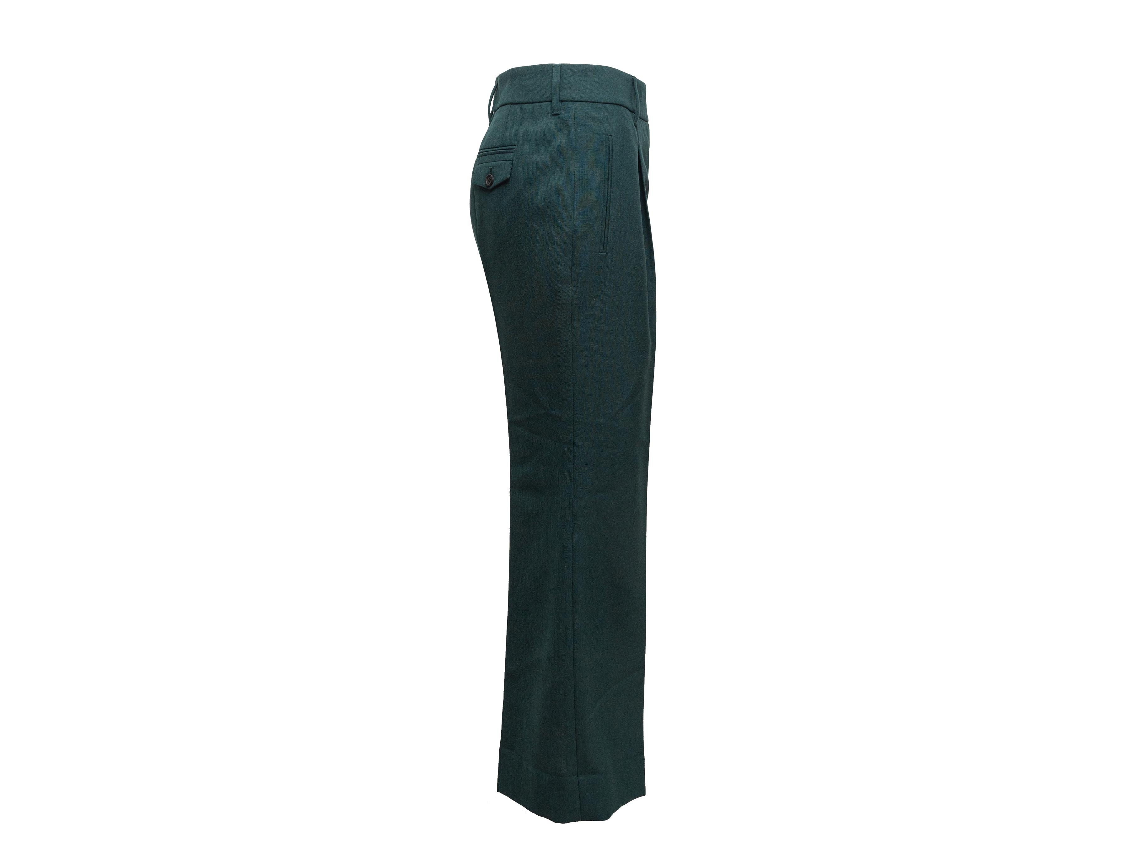 Black Prada Dark Green Virgin Wool Pleated Trousers