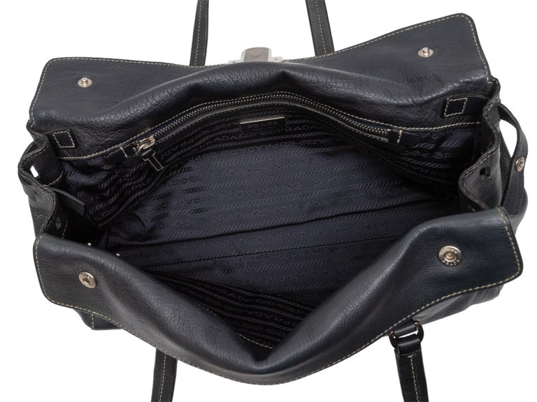 Prada Dark Green Vitello Leather Shoulder Bag For Sale at 1stDibs