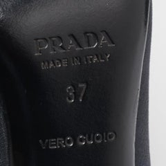 Prada Dark Grey/Black Satin and Croc Embossed Leather Cap Toe Pumps Size 37