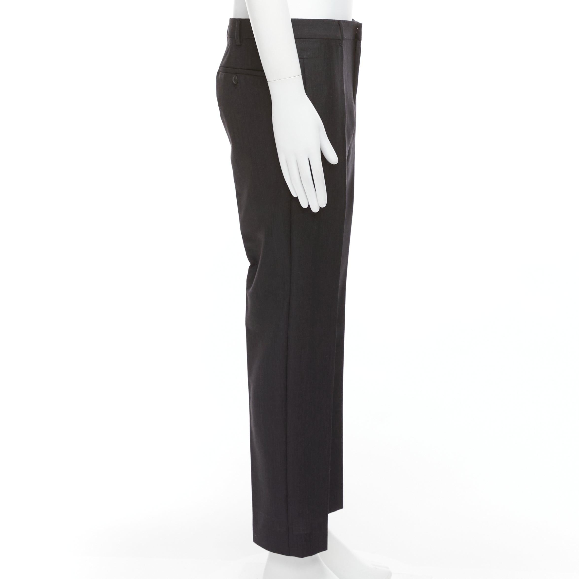 Men's PRADA dark grey mohair wool crisp minimal clean line tapered pants IT50 L For Sale