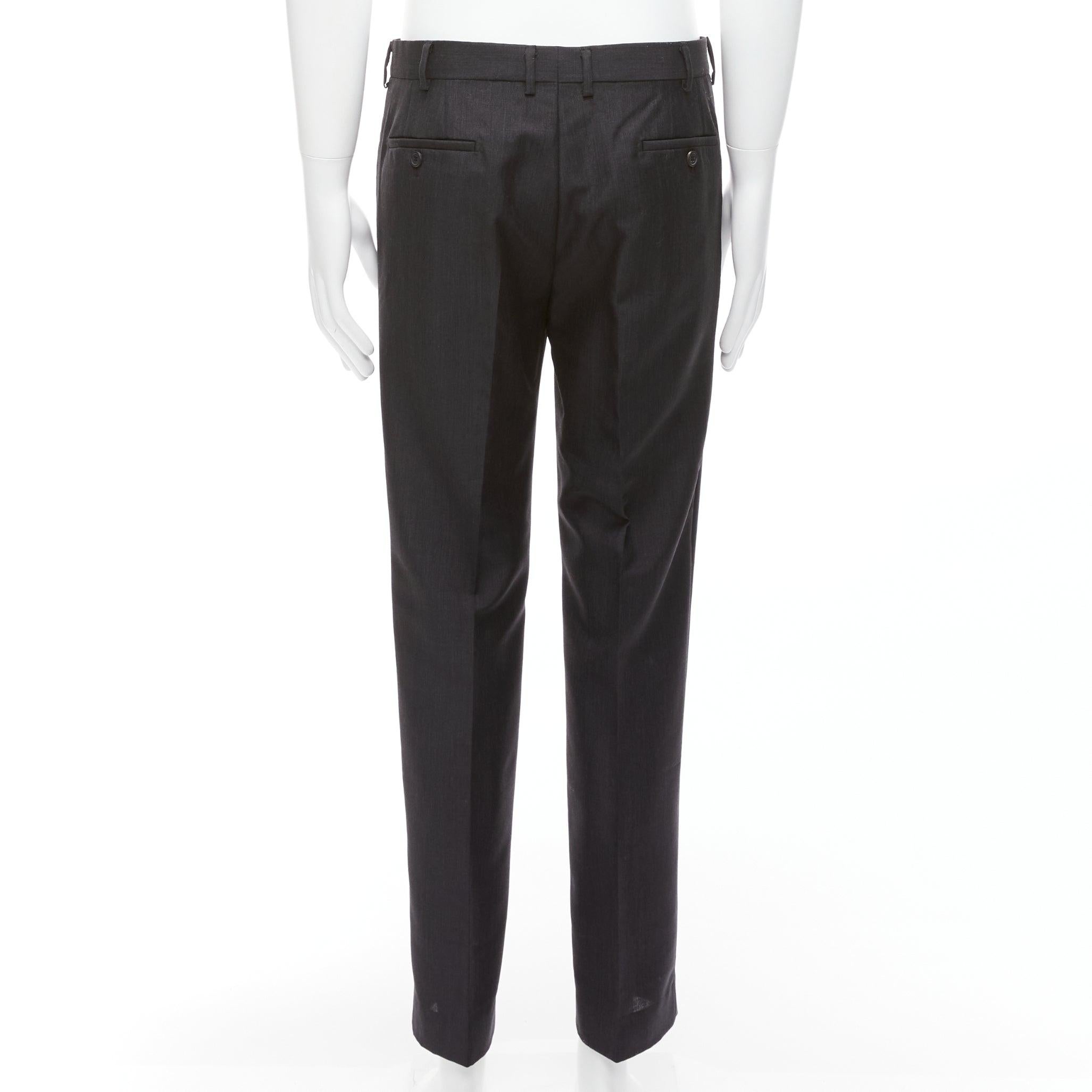 PRADA dark grey mohair wool crisp minimal clean line tapered pants IT50 L For Sale 1