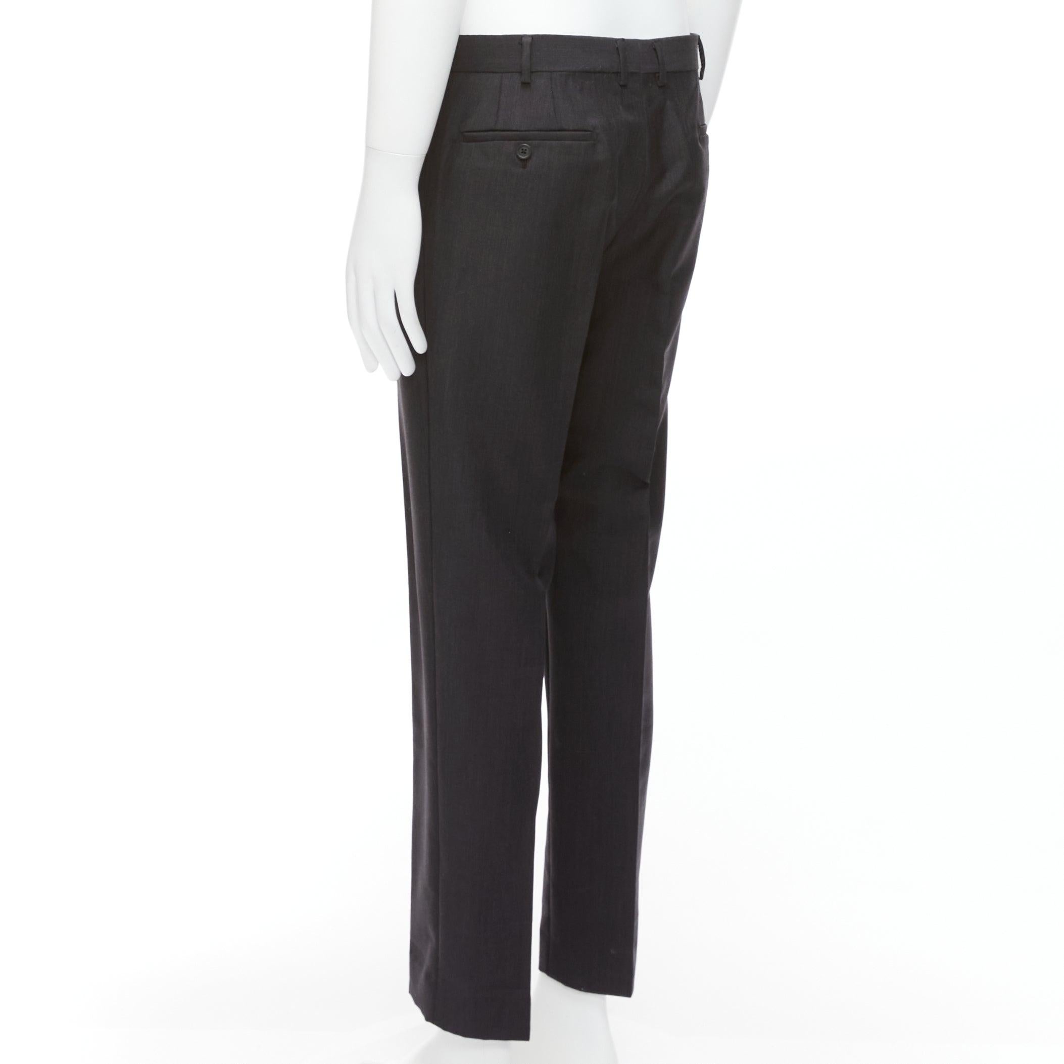 PRADA dark grey mohair wool crisp minimal clean line tapered pants IT50 L For Sale 2