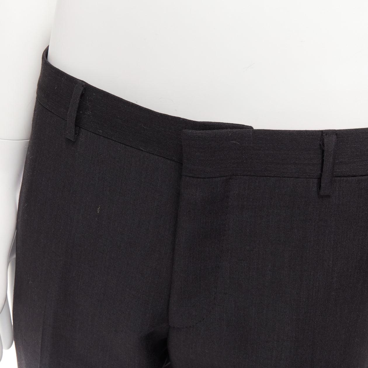 PRADA dark grey mohair wool crisp minimal clean line tapered pants IT50 L For Sale 3