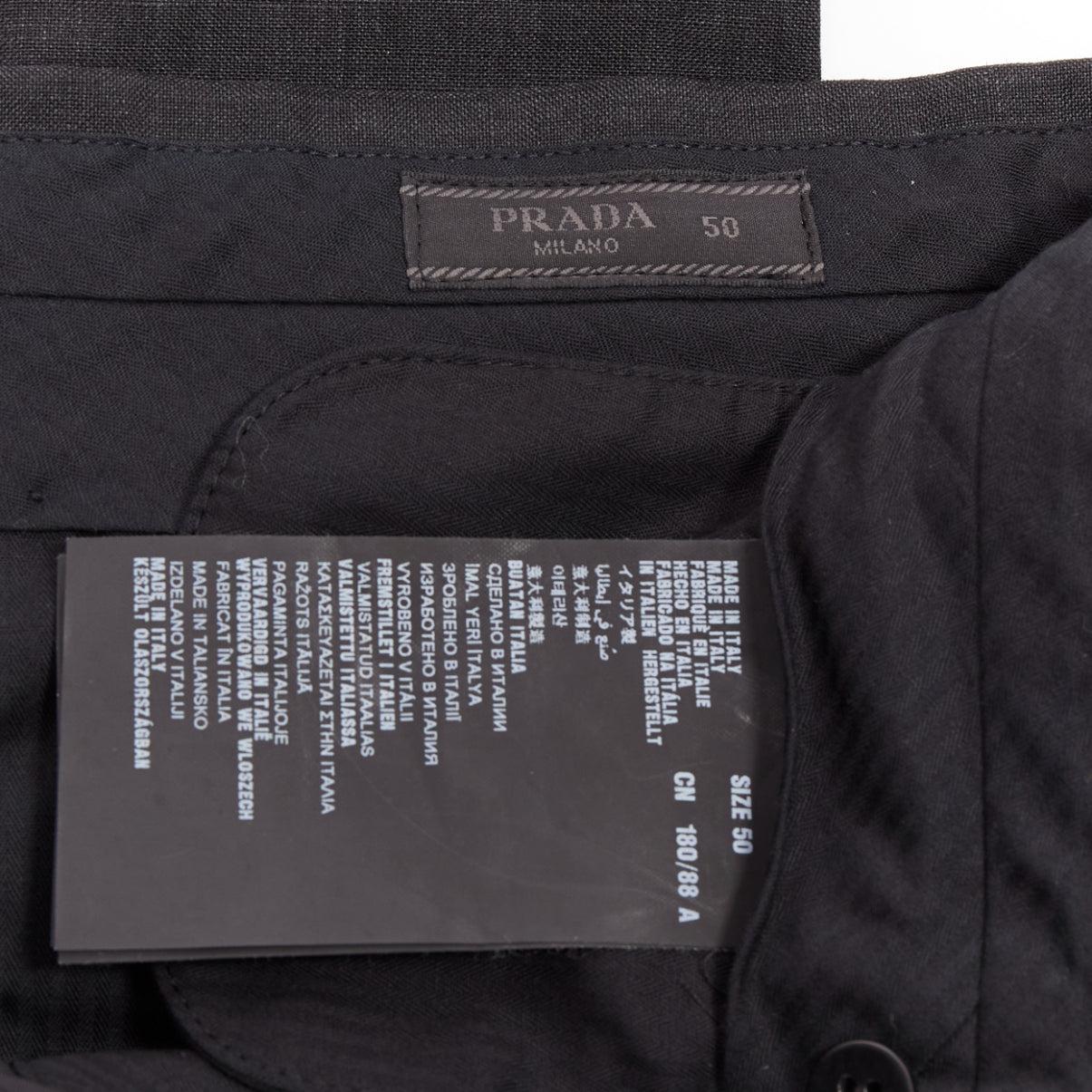 PRADA dark grey mohair wool crisp minimal clean line tapered pants IT50 L For Sale 4